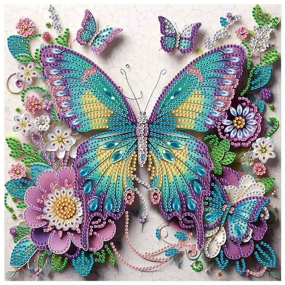 5D DIY Diamond Painting Kit Purple Butterfly Special Shape Creative Diamond Craft Suitable for Home and Office Decor, Festive Gifts