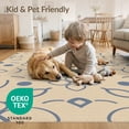 thumbnail image 4 of ODIKA 8'x10' Blue Beige Geometric Medallion Quatrefoil Washable Area Rug Traditional Ornamental Motifs with Diamond Accents Non-Shedding, Easy Care, for King Size Bedroom Under Bed, Master Suite, 4 of 7
