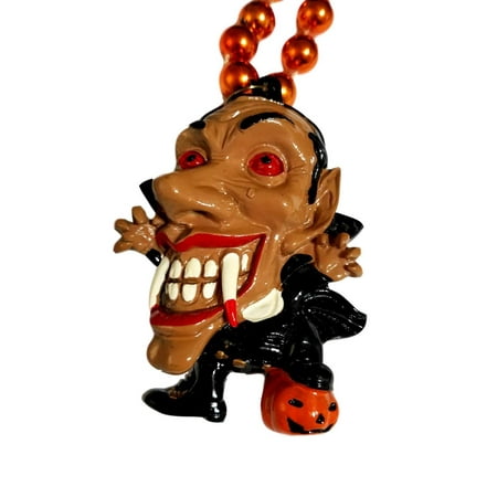 Scary Vampire with Pumpkin Mardi Gras Beads Party Favor