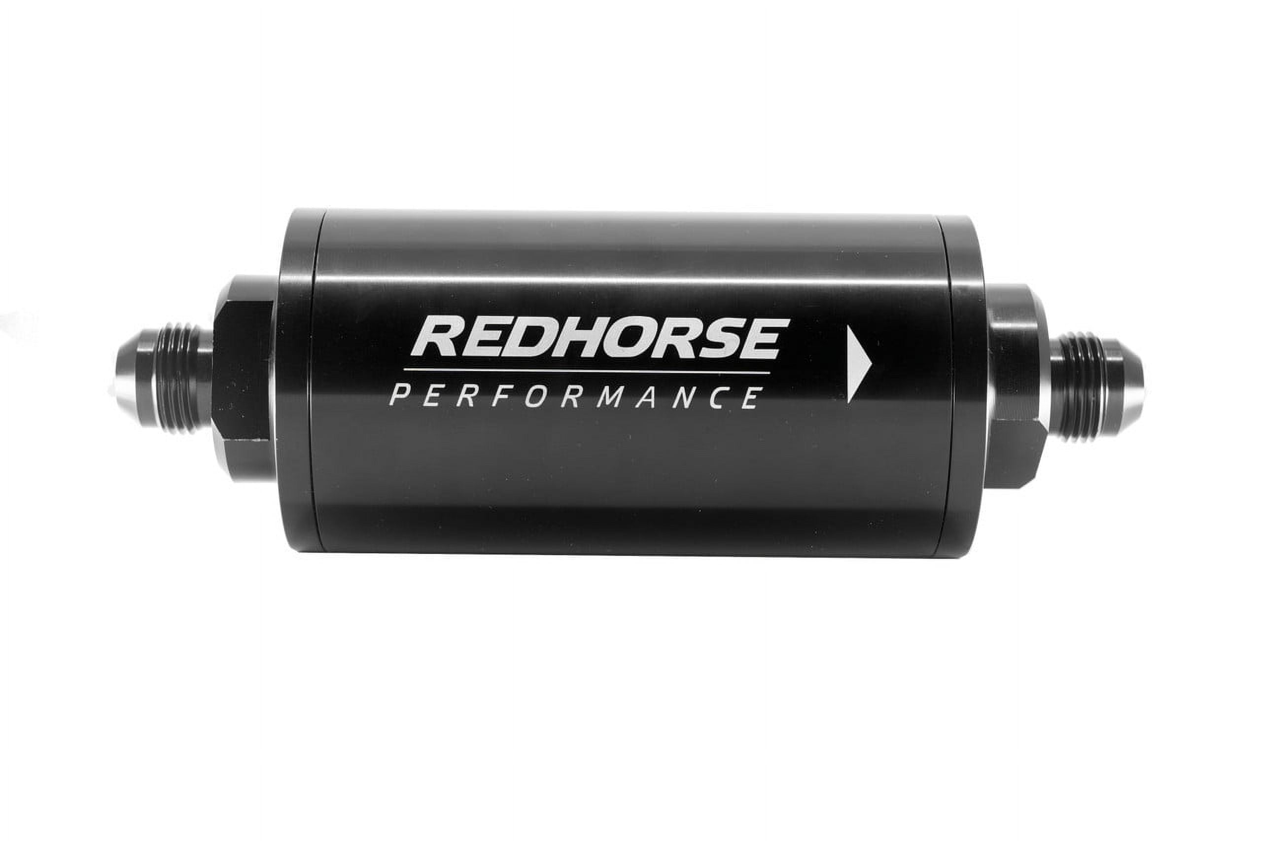 REDHORSE 4651-10-2 6" CYLINDRICAL IN-LINE RACE FUEL FILTER - 10 AN - BLACK