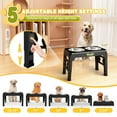 thumbnail image 2 of Adjustable Elevated Dog Bowls with 2 Stainless Steel Bowls – Non-Slip Stand, 5 Heights (3.54" to 12.13") for Medium & Large Dogs, Black, 2 of 7