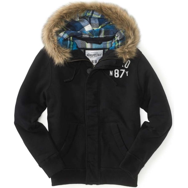Chaqueta de forro polar Aeropostale Hombre Negro Extragrande