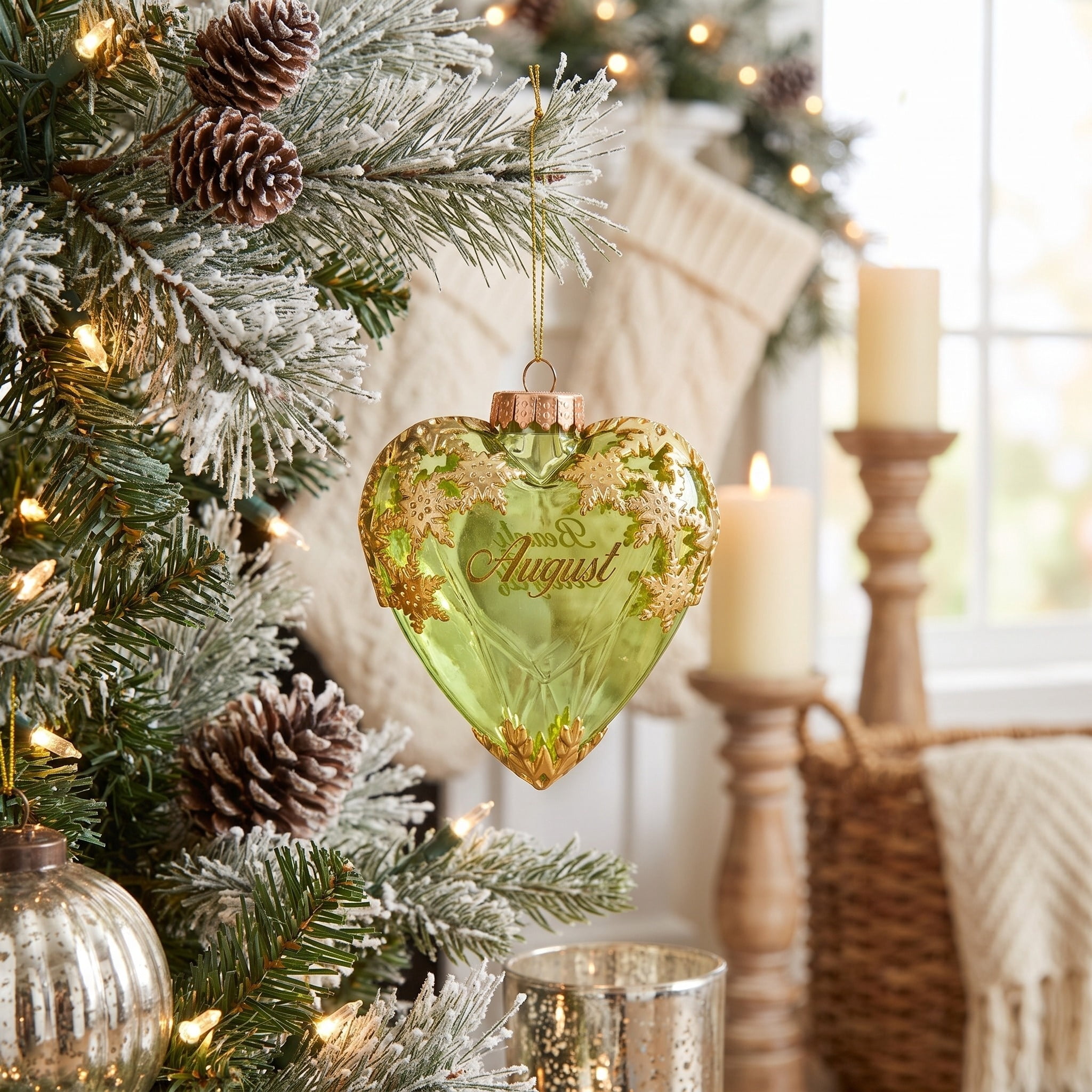 Lime Green August Birthstone Christmas Ornament, 4.3", by Holiday Time