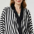thumbnail image 6 of Roncen Fuzzy Fleece Robe Striped Plush Kimono Warm Thick Fluffy Oversized V Neck Bathrobe, 6 of 7