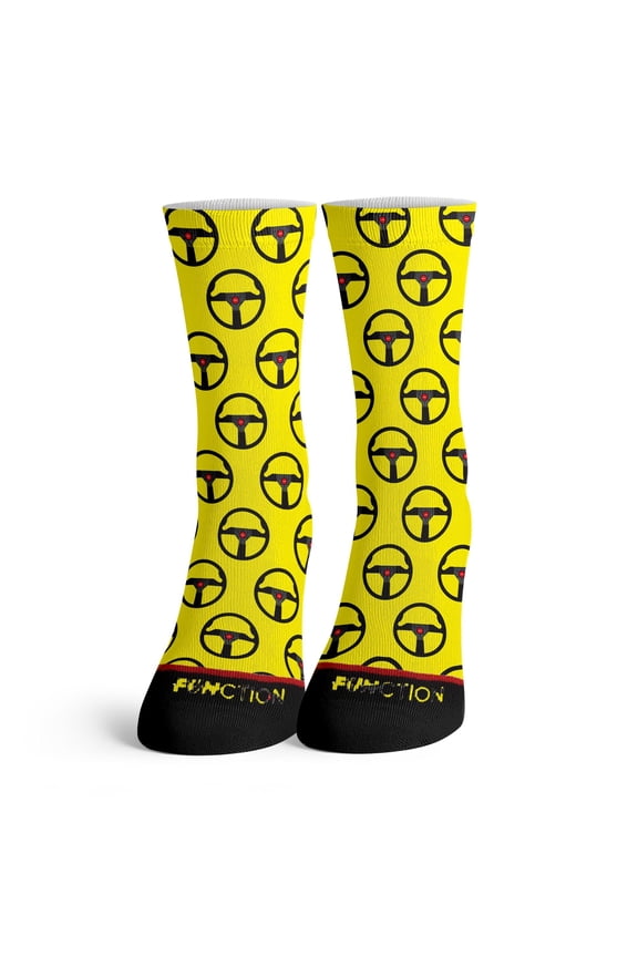 - Race car Steering Wheel Pattern Yellow Socks