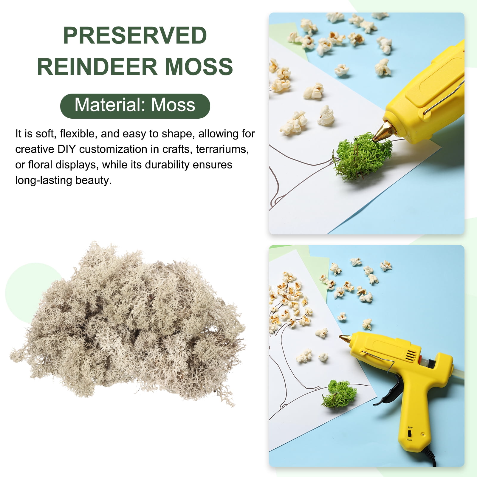 Uxcell 7.8oz Preserved Reindeer Moss Brown Decorative Artificial Fake Moss