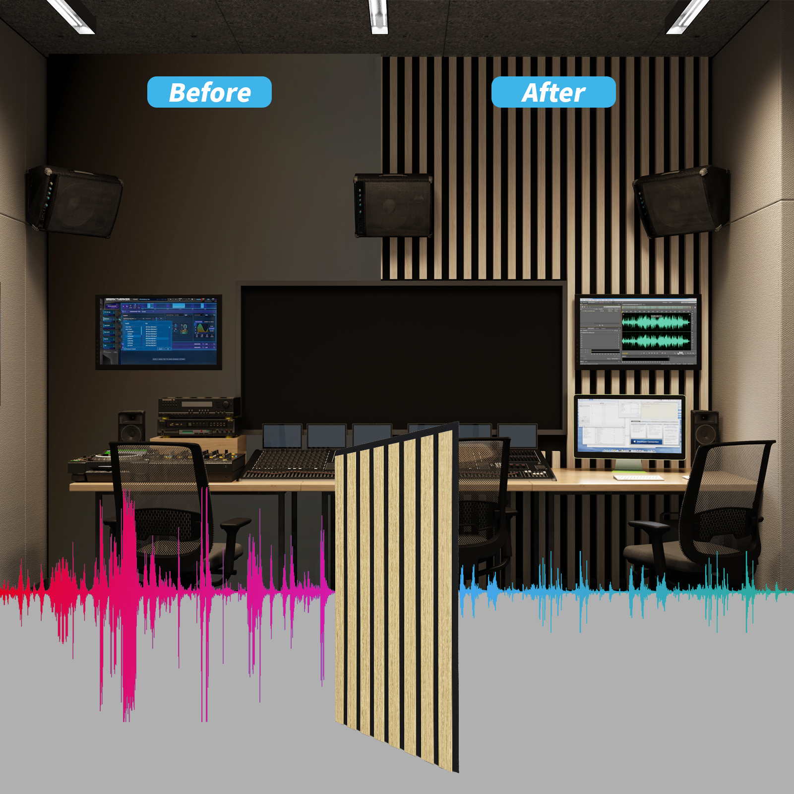 20Pcs 24" x 12" Wood Slat Acoustic Wall Paneling for Modern Interior wall Decor,MDF Accent Wooden Wall Panels,40 Sq.ft,Oak