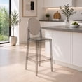 thumbnail image 3 of 2xhome Set of 2 Modern Contemporary Dining Barstools 30" Seat Height Plastic Armless Trasnparent Stools with Legrest, Smoke, 3 of 14