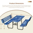 thumbnail image 2 of LZBEITEM Rectangular Metal Picnic Tables for Outdoors with Umbrella Hole, Coated Steel Heavy Duty Commercial Grade Table, Patio Furniture Set for a Lifetime, 72''Long, Blue, 2 of 14
