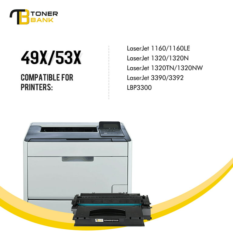 Toner Bank 1-Pack Compatible Toner Cartridge Replacement for HP Q5949X 49X  LaserJet 1320 1320N 1320TN 1320NW 3390 3392 (Black)
