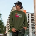 thumbnail image 2 of Mama Mingo, Flamingo Pun Quote, Military Green Crewneck Sweatshirt, Small, 2 of 2