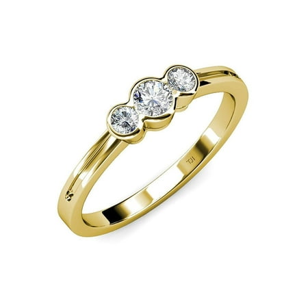 

Diamond Three Stone Ring (SI2-I1 G-H) 0.49 ct tw in 14K Yellow Gold.size 8.5