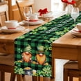 thumbnail image 5 of St. Patrick's Day Table Runner - 120 Inch Long Cute Gnomes Lucky Shamrocks Green Black Plaid Cotton and Linen Blended Dress Scarves Farmhouse Table Runner for Kitchen Dining, Coffee Table, 13" x 120", 5 of 8