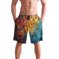 thumbnail image 4 of Dailycode Men's Quick Dry Swim Trunks Beach Shorts Casual Summer Board Shorts with Pockets, Colorful Squares and Cubes, 4 of 8