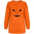 thumbnail image 3 of Chandails en Molleton Visage de Citrouille d'Halloween pour Femmes Manches Longues Surdimensionnées Col Rond Orange Pull Tops, 3 of 7