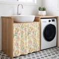 thumbnail image 2 of Orange Spring Floral Cabinet Dishwasher Hidden Curtains, Privacy Closet Door Curtain, Green Botanical Wildflower Blossoms Adhesive Dust Proof Under Sink Skirt for Bathroom Kitchen 35"x35", 2 of 8