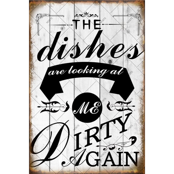 Noete Funny Bunny Easter Sign "The Dishes Are Looking at Me Dirty Again" Rustic Counter Decor Tin Sign for Kitchen, Home, Office 8x12 Inch