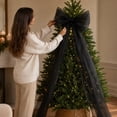 thumbnail image 4 of Euahivb Christmas Giant Sheer Bow with Flowing Mesh Train 78.7x19.7in, Sparkling Tree Top Decoration, Elegant Oversized Statement Piece for Holiday Display and Festive Ambiance, 4 of 5