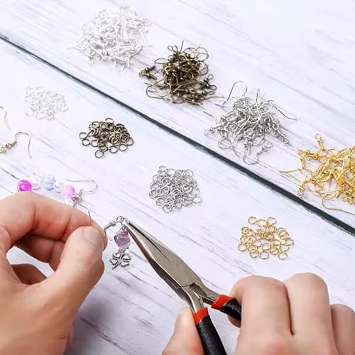 Hypoallergenic Earring Hooks, Ear Wires Fish Hooks, 600 Pcs Gold Earing Making Supplies Kit with Earring Backs and Jump Rings for DIY Jewelry Making (Gold)
