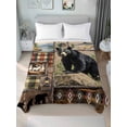 thumbnail image 2 of Twin Size Flat Sheet Only, Vintage Black Bears Soft Brushed Microfiber Bed Sheets, Abstract Country Plaid Fish Retro Hotel Quality Breathable Bedding Top Sheet, Easy Care, 66"x96", 2 of 9