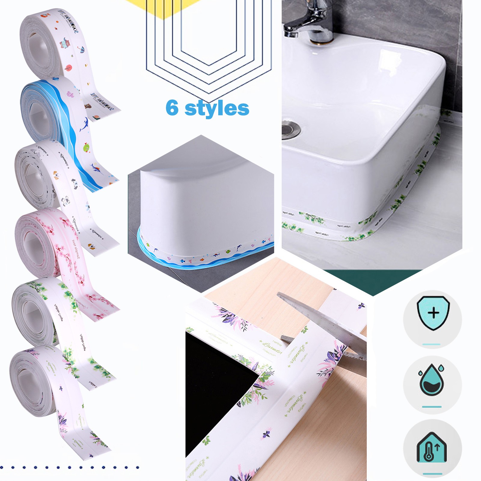 WNG Kitchen Sink Seam Stickers Selfadhesive Tape Sticker Countertop