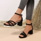 thumbnail image 2 of Sandalias de Correa de Tobillo Negras de Tamaño Más Abierto Correa Cruzada Zapatos de Tacón Grueso Primavera Verano, Tacones de Correa de Tobillo Negro, 2 of 9