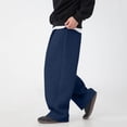 thumbnail image 3 of Men's Baggy Sweatpants Wide Leg Lounge Joggers with Deep Pockets Soft Stretch Blend Drawstring Open Bottom Relaxed Fit for Gym Travel Navy XL, 3 of 6