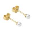 thumbnail image 4 of 18K Yellow Gold Plated Sterling Silver Crystal Pearl Stud Earrings, 4 of 6