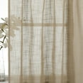 thumbnail image 3 of 3 Piece Rod Pocket Linen Semi Sheer Kitchen Window Curtain Tiers and Valance Set 24" Long, Taupe., 3 of 4