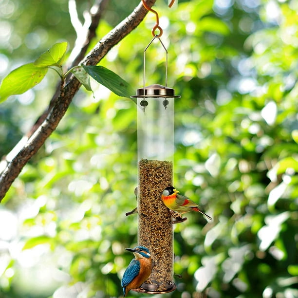 Costway 3-in-1 Metal Hanging Wild Bird Feeder Outdoor w/ 4 Feeding Ports &  Perches