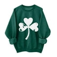 thumbnail image 3 of BRGZLK St. Patrick's Day Sweatshirt Women's Long Sleeved Round Neck Leopard Print Irish Clover Saint Shirt Casual Oversized Pullover Sweatshirt, 3 of 3