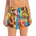 thumbnail image 4 of Lsque Colorful Giraffes with Drinks Printed Women's Running Shorts with Liner Pockets,Elastic Quick Dry Workout Athletic Gym Yoga Shorts,Womens High Waist Shorts-X-Large, 4 of 9