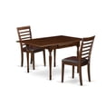 thumbnail image 2 of East West Furniture Monza 3-piece Wood Dining Set with Leather Seat in Mahogany, 2 of 5