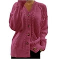 thumbnail image 4 of Sakmal Trendy Cardigan Sweaters for Women Knitted Button Down Cardigan Pink Long Sleeve Sweater, 4 of 5