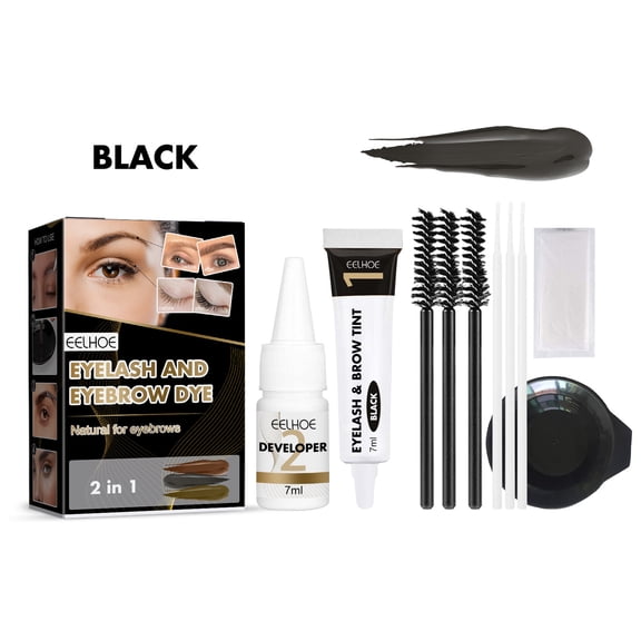 Hauiodp Semi-permanent Brow And Eyelash Dyestuff Set，2 In 1 Semi-Permanent Brow And Eyelash Color Makeup At Home, 8 Weeks Long Lasting For Home And Salon Use 7ML