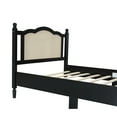 thumbnail image 7 of Full Size Bed Frame, Wooden Platform Bed with Natural Rattan Headboard, Slat Support for Bedroom and Livingroom, Black, 7 of 7