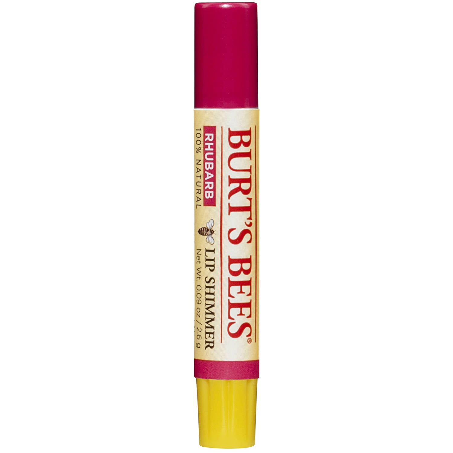 Burt's Bees 100 Natural Moisturizing Lip Shimmer, Rhubarb, 1 Tube