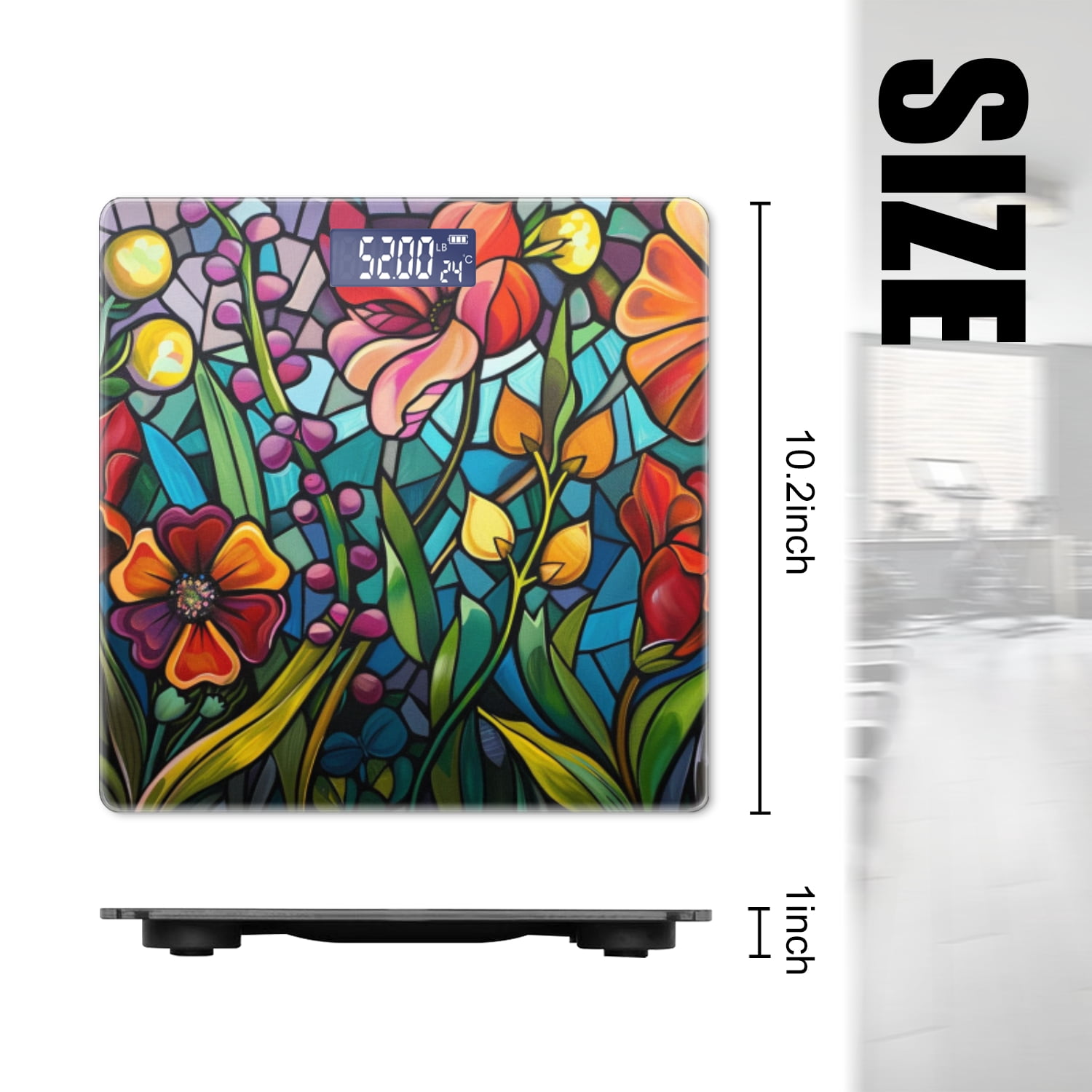 High Precision Body Weight Scale Smart Bathroom Scales with Large LCD Display(400lbs),Decorative for Bedroom-Colorful Floral Garden Scene With Flowers In Full Bloom