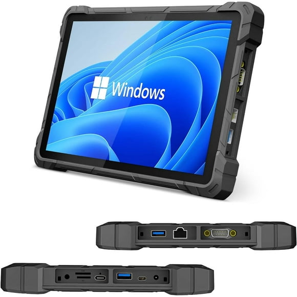 HIGOLE PC Tablette Robuste Windows, 10,1 Pouces Windows 11 Tablette Robuste Pro, 4G LTE, GPS, 8GB Ram / 128 GB ROM, Batterie 16000mah / 3,7v, BT4.2 pour le Travail Mobile d'Entreprise sur le Terrain