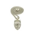 thumbnail image 3 of Stone Stud Crown King Lion Head Pendant w/ 5mm 24" Cuban Chain Necklace in Silver-Tone, 3 of 3