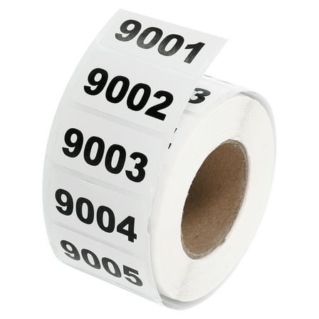 Uxcell 1 Roll Inventory Number Sticker, 9001-10000 Consecutive Numbered Labels Self Adhesive Labels Tag(1.6x0.8 Inch)