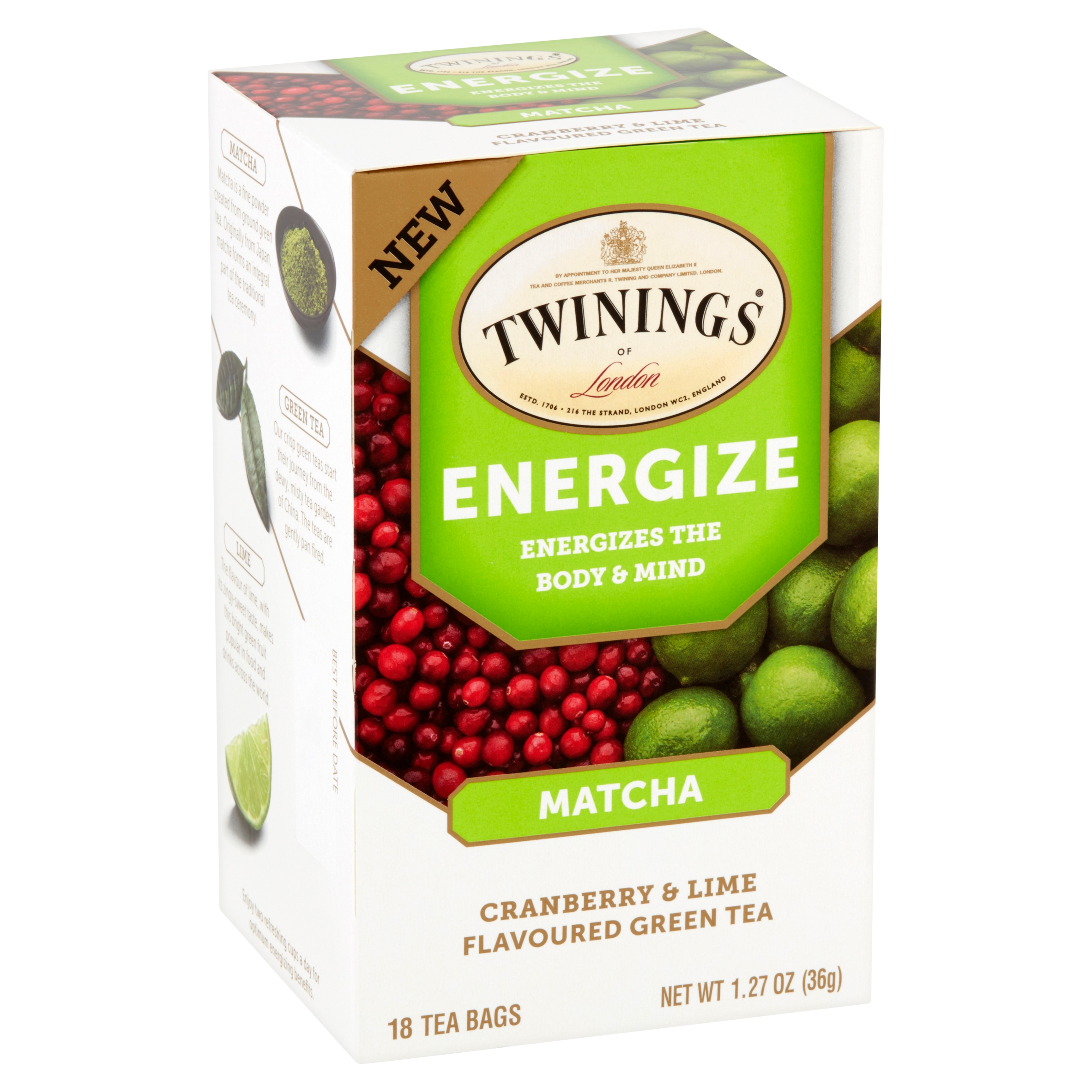 Twinings Of London Energize Matcha Cranberry Lime Flavoured Green Tea