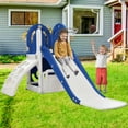 thumbnail image 5 of 4 in 1 Toddler Slide Set - with Basketball Hoop and Climbing Ramp, Indoor & Outdoor Playset with Freestanding Slide and Hidden Space for Toy Storage, for Children, Blue, 5 of 8