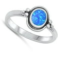 thumbnail image 4 of CHOOSE YOUR COLOR Bali Blue Simulated Opal Ring .925 Sterling Silver Band CZ Female Size 10, 4 of 4