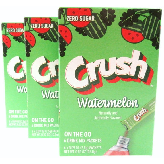 Watermelon Crush  Packets  Sugar Free  Drink Mix  Lot of 3