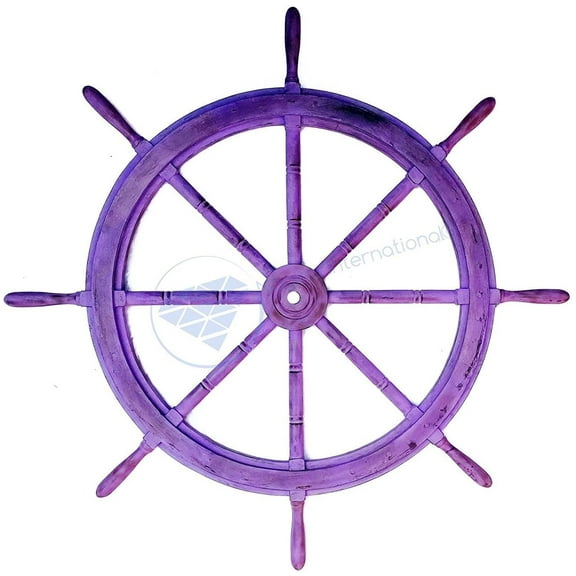 Wooden Ship Wheel - Gola Pendi - (42 Inches, Antique Violet)