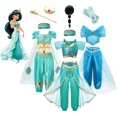 thumbnail image 1 of Disney Girls Princess Jasmine Dress Up Magic Lamp Cosplay Costumes and Fancy Dress Halloween Party Clothing Set Kids zhangyuxiang LED, 1 of 2