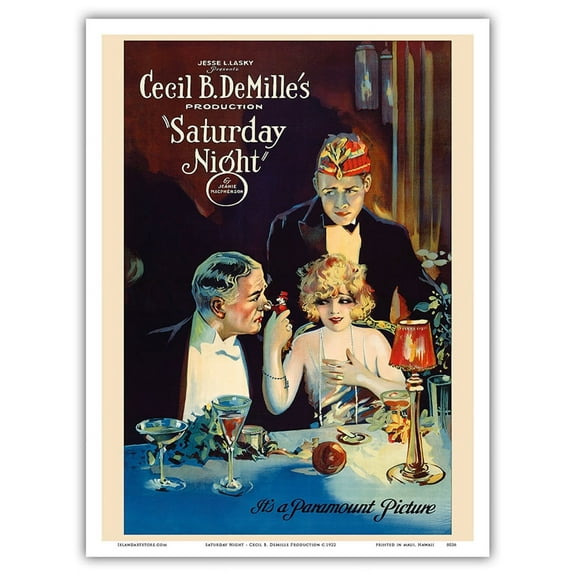 Saturday Night - Cecil B. DeMille Production - Starring Leatrice Joy Conrad Nagel and Edith Roberts - Vintage Film Movie Poster c.1922 - Master Art Print (Unframed) 9in x 12in
