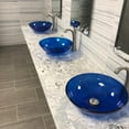 thumbnail image 4 of Novatto TIG-8025BN Blu Clear Blue Round Glass Vessel Bath Sink with Brushed Nickel Pop-Up Drain, Mounting Ring, 4 of 4
