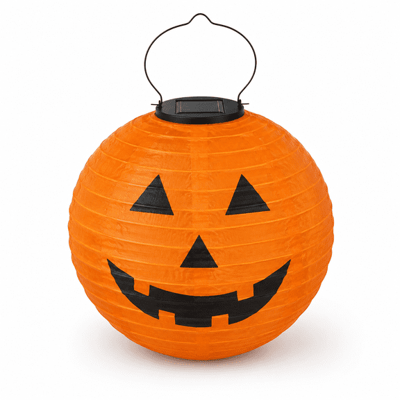 12 Inch Solar Halloween Pumpkin Lantern, Waterproof Hanging LED Light for Yard, Patio, Garden, Halloween Party Decor